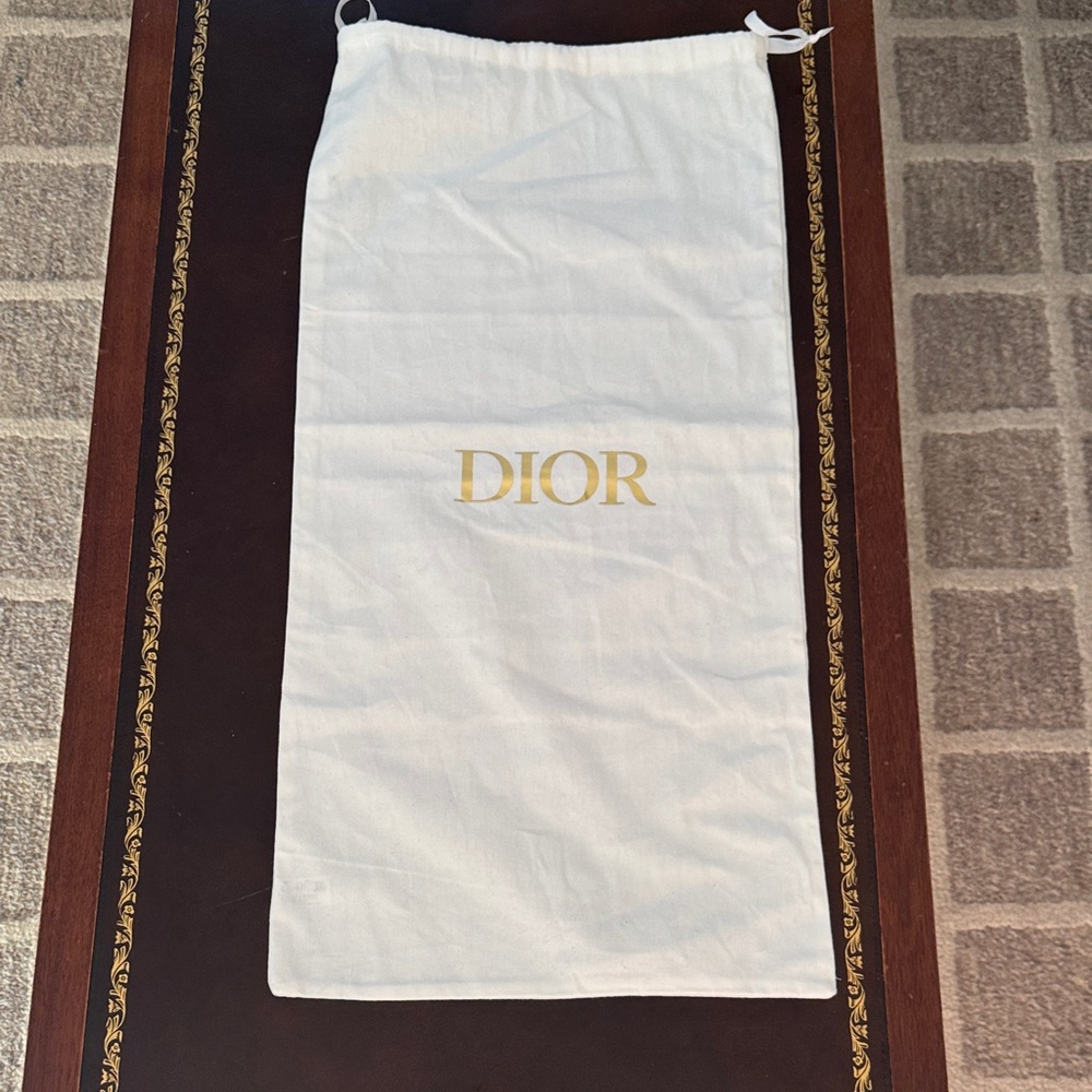 Dior White Bag with Gold Logo